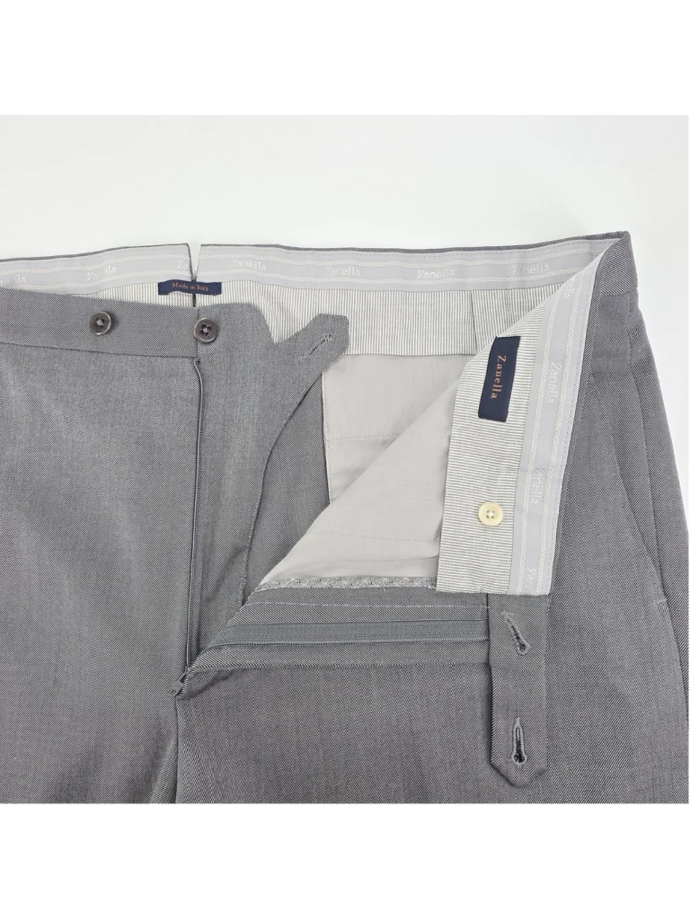 Zanella Platinum Noah Dress Pants Mens 41x26.5 Gray Stretch Wool Made Italy